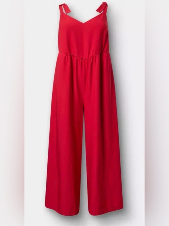 torrid Pants - Torrid Wide Leg Jumper Overalls in Sexy Red Size 2X Short Cropped‎ Plus Size